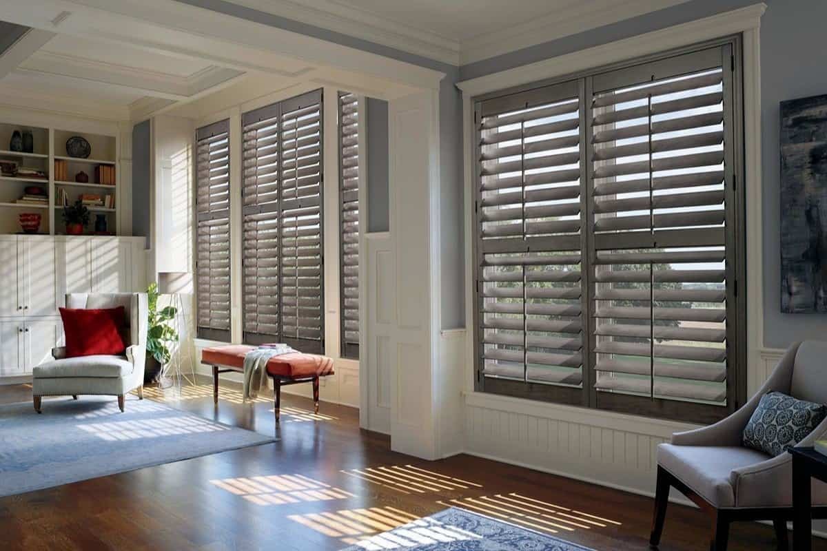 Hunter Douglas Heritance® Hardwood Shutters installed on home windows