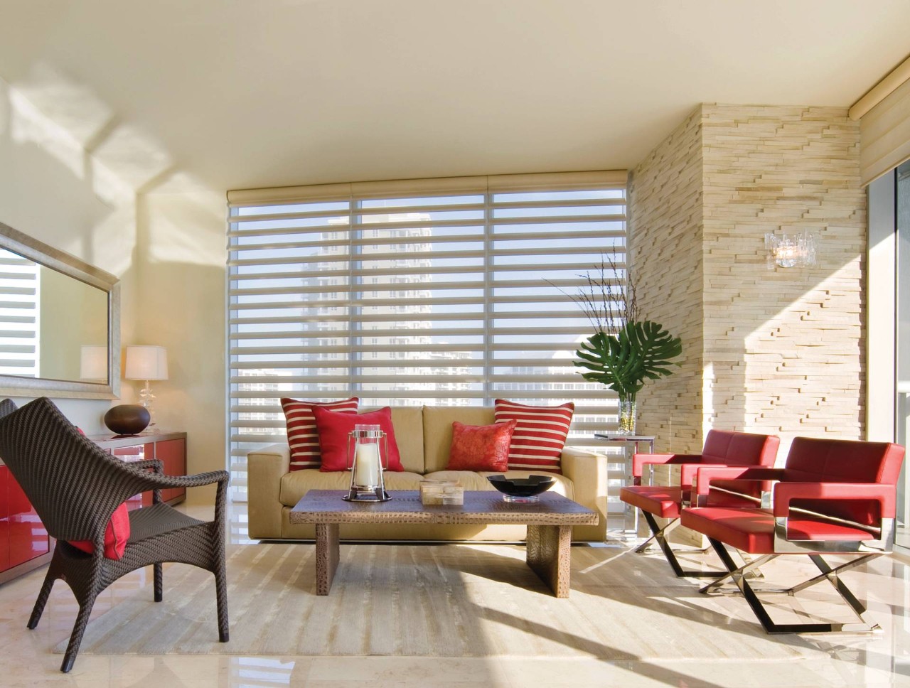 Elegant modern apartment equipped with Hunter Douglas Pirouette® Sheer Shades